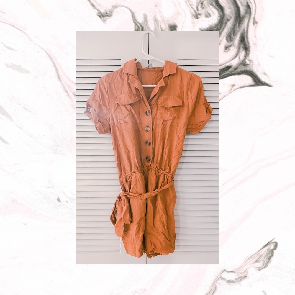 Rustic orange buttoned up romper